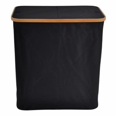 ΚΑΛΑΘΙ ΑΠΛΥΤΩΝ ΥΦΑΣΜΑΤΙΝΟ ΣΕ ΜΑΥΡΟ ΧΡΩΜΑ 2 ΘΕΣΕΩΝ ΜΕ ΜΠΑΜΠΟΥ ΣΚΕΛΕΤΟ 54x33x59εκ. ANKOR