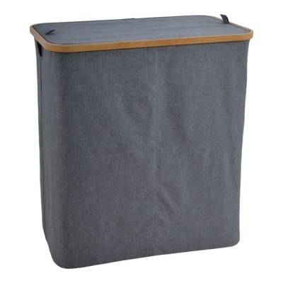 ΚΑΛΑΘΙ ΑΠΛΥΤΩΝ ΥΦΑΣΜΑΤΙΝΟ ΣΕ ΓΚΡΙ ΧΡΩΜΑ 2 ΘΕΣΕΩΝ ΜΕ ΜΠΑΜΠΟΥ ΣΚΕΛΕΤΟ 54x33x59εκ. ANKOR