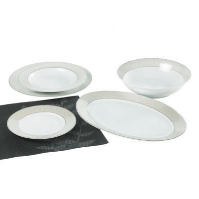 ΣΕΡΒΙΤΣΙΟ ΠΙΑΤΩΝ ΠΟΡΣΕΛΑΝΙΝΟ 20ΤΜΧ ΜΕ ΧΡΥΣΟ ΓΕΩΜΕΤΡΙΚΟ ΣΧΕΔΙΟ ΚΑΙ ΑΣΗΜΙ ΜΠΟΡΝΤΟΥΡΑ ANKOR