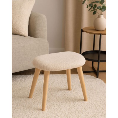 ΣΚΑΜΠΟ ΥΦΑΣΜΑΤΙΝΟ ΣΕ ΜΠΕΖ ΧΡΩΜΑ ΜΕ ΞΥΛΙΝΑ ΠΟΔΙΑ 40x30x40εκ. ANKOR