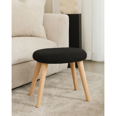 ΣΚΑΜΠΟ ΥΦΑΣΜΑΤΙΝΟ ΣΕ ΜΑΥΡΟ ΧΡΩΜΑ ΜΕ ΞΥΛΙΝΑ ΠΟΔΙΑ 40x30x40εκ. ANKOR