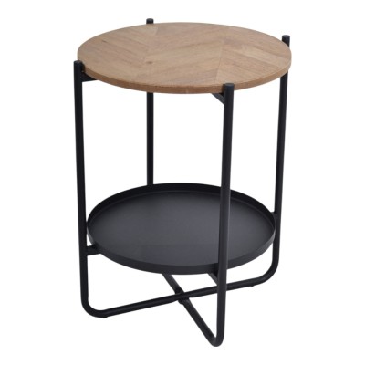 ΤΡΑΠΕΖΑΚΙ ΜΕΤΑΛΛΙΚΟ ΣΕ ΜΑΥΡΟ ΧΡΏΜΑ ΜΕ ΞΥΛΙΝΗ ΕΠΙΦΑΝΕΙΑ 41x41x50εκ. ANKOR