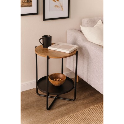 ΤΡΑΠΕΖΑΚΙ ΜΕΤΑΛΛΙΚΟ ΣΕ ΜΑΥΡΟ ΧΡΏΜΑ ΜΕ ΞΥΛΙΝΗ ΕΠΙΦΑΝΕΙΑ 41x41x50εκ. ANKOR