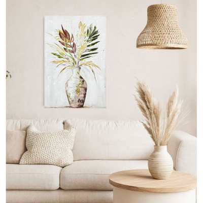 ΠΙΝΑΚΑΣ ΕΛΑΙΟΓΡΑΦΙΑ ΣΕ ΤΥΠΩΜΕΝΟ ΚΑΜΒΑ ΒΑΖΟ ΜΕ ΛΟΥΛΟΥΔΙΑ ΚΑΙ ΧΡΥΣΕΣ ΛΕΠΤΟΜΕΡΕΙΕΣ 60x90εκ. ANKOR