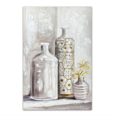 ΠΙΝΑΚΑΣ ΕΛΑΙΟΓΡΑΦΙΑ ΣΕ ΤΥΠΩΜΕΝΟ ΚΑΜΒΑ ΜΕ ΣΧΕΔΙΟ ΒΑΖΑ ΚΑΙ ΧΡΥΣΕΣ ΛΕΠΤΟΜΕΡΕΙΕΣ 60x90εκ. ANKOR