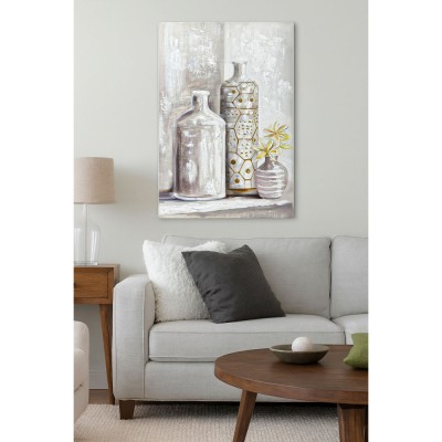 ΠΙΝΑΚΑΣ ΕΛΑΙΟΓΡΑΦΙΑ ΣΕ ΤΥΠΩΜΕΝΟ ΚΑΜΒΑ ΜΕ ΣΧΕΔΙΟ ΒΑΖΑ ΚΑΙ ΧΡΥΣΕΣ ΛΕΠΤΟΜΕΡΕΙΕΣ 60x90εκ. ANKOR