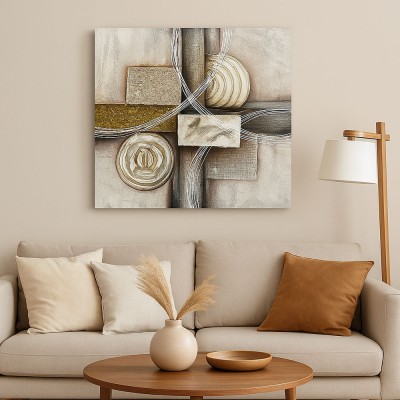 ΠΙΝΑΚΑΣ ΕΛΑΙΟΓΡΑΦΙΑ ΣΕ ΤΥΠΩΜΕΝΟ ΚΑΜΒΑ ΜΕ ΓΕΩΜΕΤΡΙΚΟ ΣΧΕΔΙΟ 80x80εκ. ANKOR