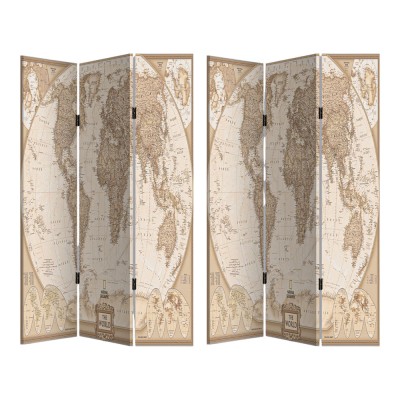 ΠΑΡΑΒΑΝ ΤΡΙΠΛΟ ΣΕ ΤΥΠΩΜΕΝΟ ΚΑΜΒΑ ΠΑΓΚΟΣΜΙΟΣ ΧΑΡΤΗΣ ΣΕ VINTAGE ΑΠΟΧΡΩΣΕΙΣ 80x120x2,5εκ.ANKOR