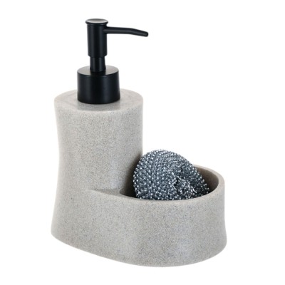 DISPENSER ΚΟΥΖΙΝΑΣ ΠΟΛΥΕΣΤΕΡΙΚΟ ΜΕ ΘΗΚΗ ΓΙΑ ΣΦΟΥΓΓΑΡΙ ΜΑΥΡΟ ΜΕ ΟΨΗ ΠΕΤΡΑΣ 14,5x10x17,5εκ.ANKOR