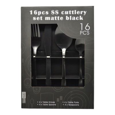 ΣΕΤ 16 ΜΑΧΑΙΡΟΠΙΡΟΥΝΑ INOX ΣΕ ΜΑΥΡΟ ΜΑΤ ΧΡΩΜΑ ANKOR