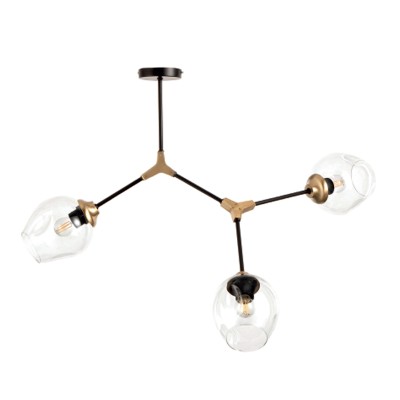 InLight Κρεμαστό φωτιστικό από μαύρο μέταλλο και διάφανο γυαλί 3XE27 D:70cm (6129-3-GL)