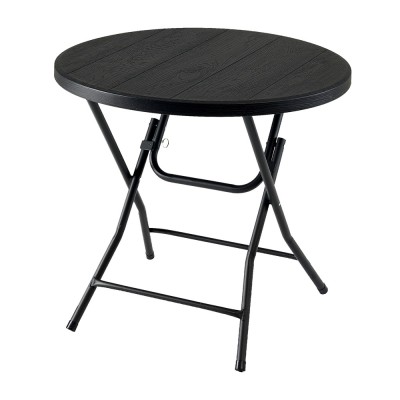 ΤΡΑΠΕΖΙ ΠΤΥΣΣΟΜΕΝΟ ΠΛΑΣΤΙΚΟ ΜΑΥΡΟ ΣΕ ΟΨΗ ΞΥΛΟΥ ΜΕ ΜΕΤΑΛΛΙΚΑ ΠΟΔΙΑ 80x74εκ. ANKOR