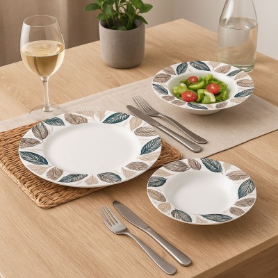 ΣΕΡΒΙΤΣΙΟ ΠΙΑΤΩΝ ΠΟΡΣΕΛΑΝΙΝΟ 18ΤΜΧ ΜΕ ΣΧΕΔΙΟ ΠΕΤΡΟΛ ΚΑΙ ΓΚΡΙ ΦΥΛΛΑ ANKOR