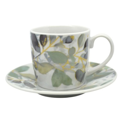 ΣΕΤ ΦΛΥΤΖΑΝΙΑ ΚΑΦΕ ΠΟΡΣΕΛΑΝΙΝΑ 110ml ΜΕ ΦΥΛΛΩΤΟ ΣΧΕΔΙΟ ANKOR