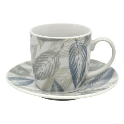 ΣΕΤ ΦΛΥΤΖΑΝΙΑ ΚΑΦΕ ΠΟΡΣΕΛΑΝΙΝΑ ΜΕ ΣΧΕΔΙΟ ΓΚΡΙ ΚΑΙ ΠΕΤΡΟΛ ΦΥΛΛΑ 110ml ANKOR