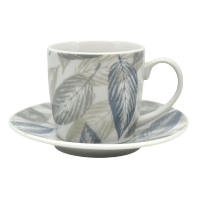 ΣΕΤ ΦΛΥΤΖΑΝΙΑ ΚΑΦΕ ΠΟΡΣΕΛΑΝΙΝΑ ΜΕ ΣΧΕΔΙΟ ΓΚΡΙ ΚΑΙ ΠΕΤΡΟΛ ΦΥΛΛΑ 110ml ANKOR