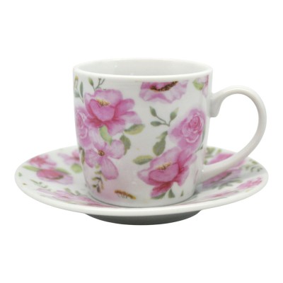 ΣΕΤ ΦΛΥΤΖΑΝΙΑ ΚΑΦΕ ΠΟΡΣΕΛΑΝΙΝΑ 110ml ΜΕ ΣΧΕΔΙΟ ΡΟΖ ΛΟΥΛΟΥΔΙΑ ANKOR