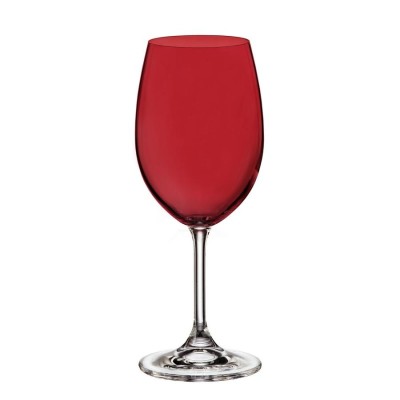 ΣΕΤ 6τεμ. ΠΟΤΗΡΙΑ ΚΟΛΟΝΑΤΑ ΝΕΡΟΥ 450ml SYLVIA RED - CRYSTAL BOHEMIA
