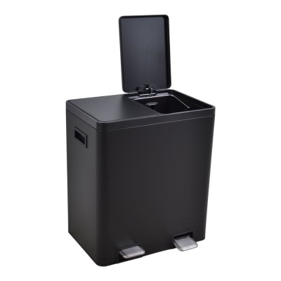 ΚΑΔΟΣ ΑΠΟΡΡΙΜΑΤΩΝ ΔΙΠΛΟΣ 20L ΚΑΙ 20L SOFT CLOSE ΙΝΟΧ ΜΑΥΡΟ ΜΑΤ ANKOR