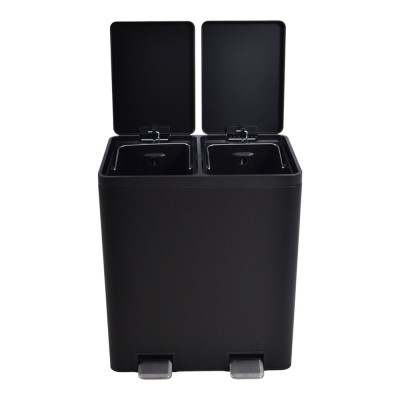 ΚΑΔΟΣ ΑΠΟΡΡΙΜΑΤΩΝ ΔΙΠΛΟΣ 20L ΚΑΙ 20L SOFT CLOSE ΙΝΟΧ ΜΑΥΡΟ ΜΑΤ ANKOR