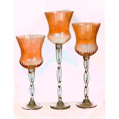 Σετ Κηροπήγια Γυάλινα Διακοσμητικά 3 Τεμαχίων