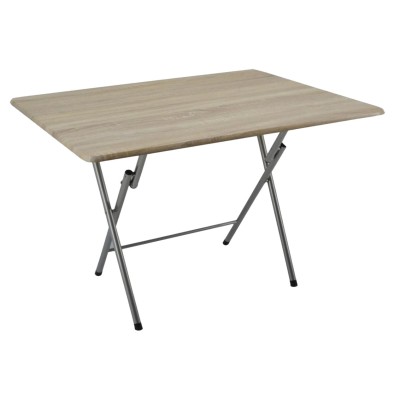 ΤΡΑΠΕΖΙ ΠΤΥΣΣΟΜΕΝΟ ΜΕΤΑΛΛΙΚΟ ΣΕ ΑΣΗΜΙ ΧΡΩΜΑ ΚΑΙ ΞΥΛΟ ΣΕ ΦΥΣΙΚΟ ΧΡΩΜΑ 100x60x70εκ.ANKOR