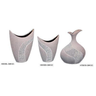 Βάζο Κεραμικό Ασημί Ψηφιδωτό