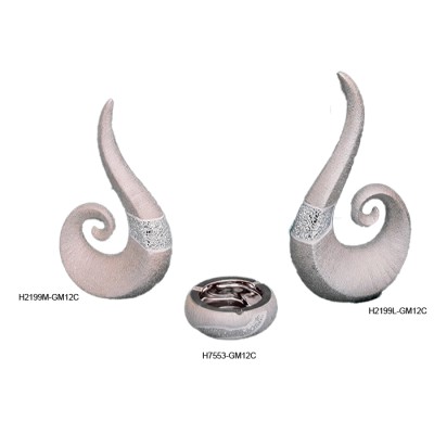 Διακοσμητικό Κεραμικό Φλόγα-Σταχτοδοχείο κεραμικό Ασημί Ψηφιδωτό