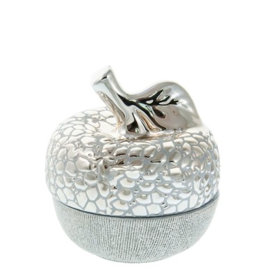 Φοντανιέρα Κεραμική Μήλο Ασημί Σφυρήλατη