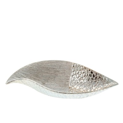Κεραμική Ασημί Διακοσμητική Πιατέλα με Μύτες Σφυρήλατη