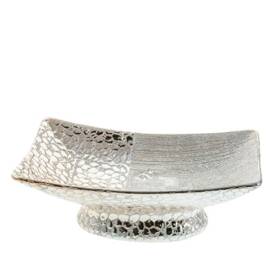 Κουπ Ασημί με Πόδι Κεραμική Ορθογώνια Σφυρήλατη