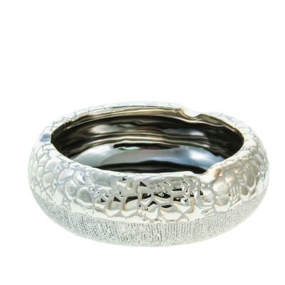 Τασάκι Ασημί Στρογγυλό Κεραμικό Σφυρήλατο