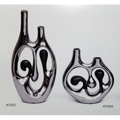 Βάζο κεραμικό διακοσμητικό ασημί