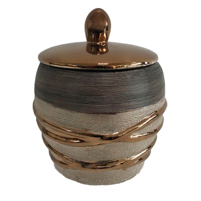 Φοντανιέρα Κεραμική Διακοσμητική Σε Καφέ-Χρυσό Χρώμα