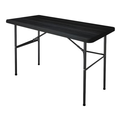 ΤΡΑΠΕΖΙ ΠΛΑΣΤΙΚΟ ΜΑΥΡΟ ΜΕ ΟΨΗ ΞΥΛΟΥ ΚΑΙ ΑΝΑΔΙΠΛΟΥΜΕΝΑ ΜΕΤΑΛΛΙΚΑ ΠΟΔΙΑ 122x60x74εκ. ANKOR