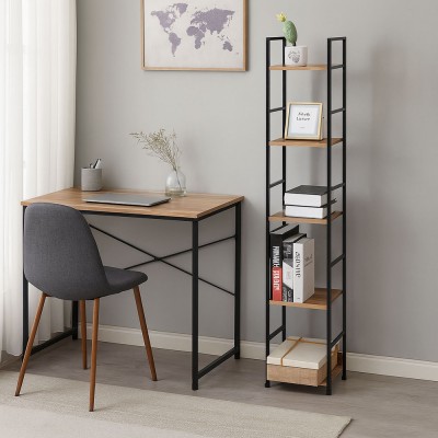 ΒΙΒΛΙΟΘΗΚΗ ΜΕ 5 ΞΥΛΙΝΑ ΡΑΦΙΑ ΚΑΙ ΜΑΥΡΟ ΜΕΤΑΛΛΙΚΟ ΣΚΕΛΕΤΟ 30x24x144εκ. ANKOR