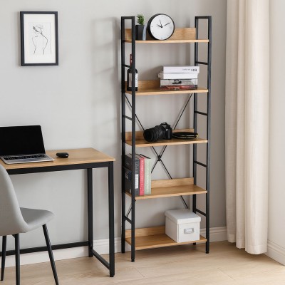 ΒΙΒΛΙΟΘΗΚΗ ΜΕ 5 ΞΥΛΙΝΑ ΡΑΦΙΑ ΚΑΙ ΜΑΥΡΟ ΜΕΤΑΛΛΙΚΟ ΣΚΕΛΕΤΟ 60x24x144εκ. ANKOR