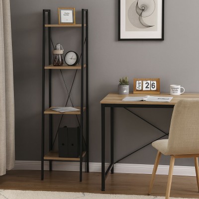 ΒΙΒΛΙΟΘΗΚΗ ΜΕ 4 ΞΥΛΙΝΑ ΡΑΦΙΑ ΚΑΙ ΜΑΥΡΟ ΜΕΤΑΛΛΙΚΟ ΣΚΕΛΕΤΟ 34x32x148εκ. ANKOR