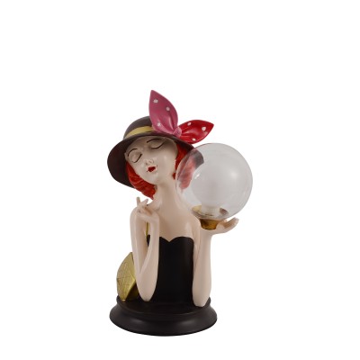 TLC 1123 ΕΠΙΤΡΑΠΕΖΙΑ ΛΑΜΠΑ ΚΟΠΕΛΑ ΜΕ ΜΑΥΡΟ ΦΟΡΕΜΑ ΚΑΠΕΛΟ ΚΑΙ ΚΟΚΚΙΝΟ ΦΙΟΓΚΟ 2XG9