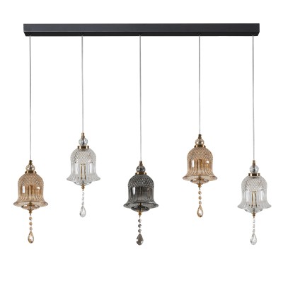 PDC 723-5 ΡΑΓΑ ΜΕ ΓΥΑΛΙΝΕΣ ΚΑΜΠΑΝΕΣ LED-5Χ5W ΜΕ ΔΙΑΚΟΣΜΗΤΙΚΟ ΚΡΥΣΤΑΛΛΟ