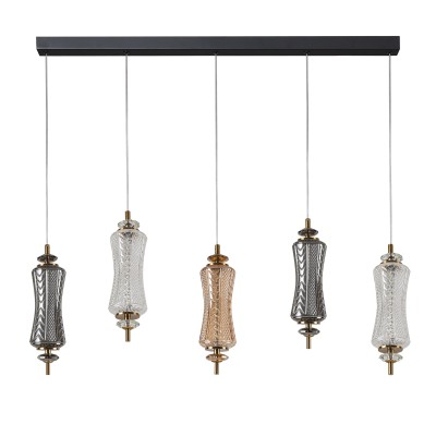 PDC 1287-5 ΡΑΓΑ 5/Φ ΜΕ ΜΑΚΡΟΣΤΕΝΑ ΓΥΑΛΙΝΑ LED- 5Χ7W ΔΙΑΚΟΣΜΗΤΙΚΟ ΚΡΥΣΤΑΛΛΟ