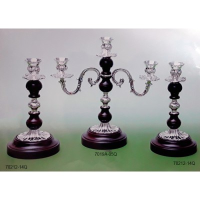 Κηροπήγιο Επάργυρο με ξύλινη βάση