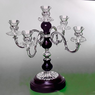 Κηροπήγιο Επάργυρο Με Ξύλινη Βάση