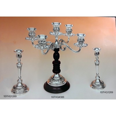 Κηροπήγιο Επάργυρο Με Ξύλινη Βάση