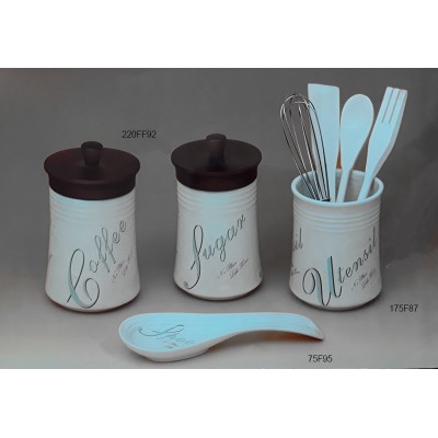 Βάζα Κεραμικά Για Καφέ-Ζάχαρη-Κουταλοστάτης Κεραμικός