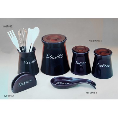 Βάζα Κεραμικά-Καφέ-Ζάχαρη-Μπισκοτιέρα -Κουταλοστάτης Κεραμικός