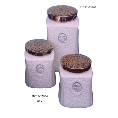 Κεραμικά Βάζα για καφε-ζάχαρη-μπισκοτιέρα 3τεμ.