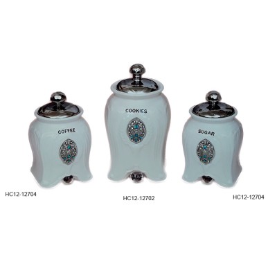 Κεραμικά Βάζα Για Καφε-Ζάχαρη-Μπισκοτιέρα 3τεμ.