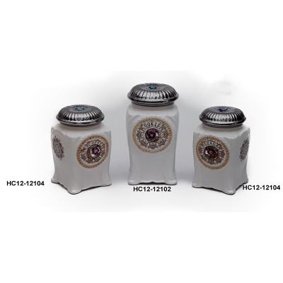 Κεραμικά Βάζα Για Καφε-Ζάχαρη-Μπισκοτιέρα 3τεμ.