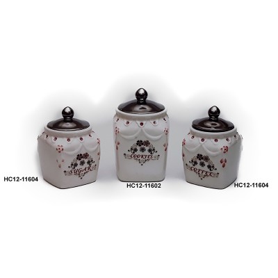 Κεραμικά Βάζα Για Καφε-Ζάχαρη-Μπισκοτιέρα 3τεμ.